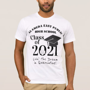 Klass av 2021 Cute Quarantine Ansikte Mask Student T Shirt