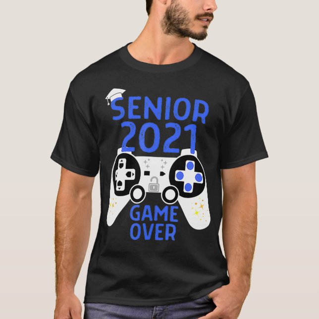 Klass av 2021: Senior Video Game over School Gamer T Shirt (Framsida)