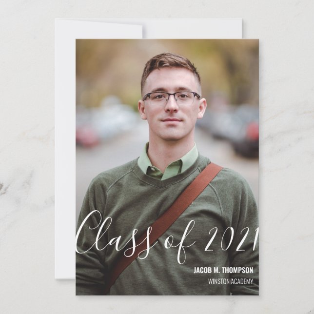 Klass av 2021 Student Personlig Photo Namn Meddelande (Framsida)