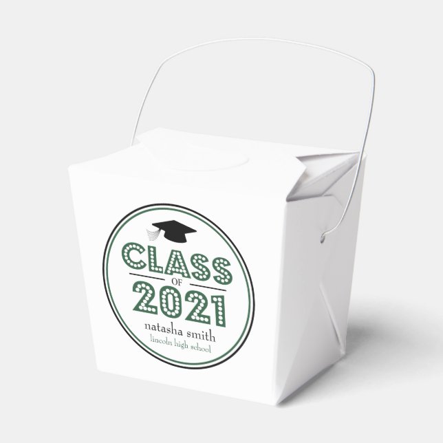 Klass av 2021 Studenten Favor Boxes (Emerald) Presentaskar (Framsidan Sidan)