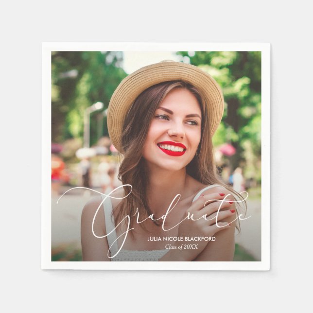 Klass av 2021 Studenten Photo Personlig Pappersservett (Framsidan)