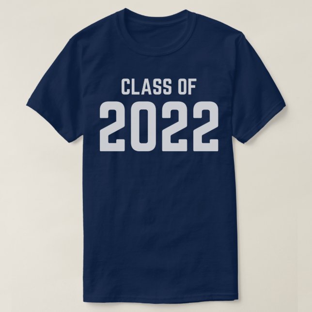 Klass av 2022 enkel typografi Vit Studenten 2 T Shirt (Design framsida)
