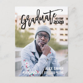 Klass av 2022 Modern Penselskript Photo Studenten Inbjudan Vykort