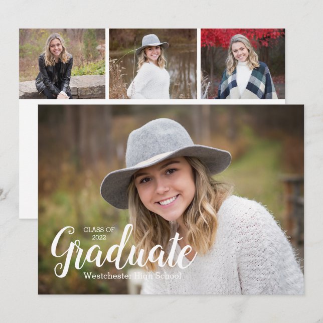 Klass av 2022 Modern Photo Studenten-inbjudan Inbjudningar (Fram/baksida)