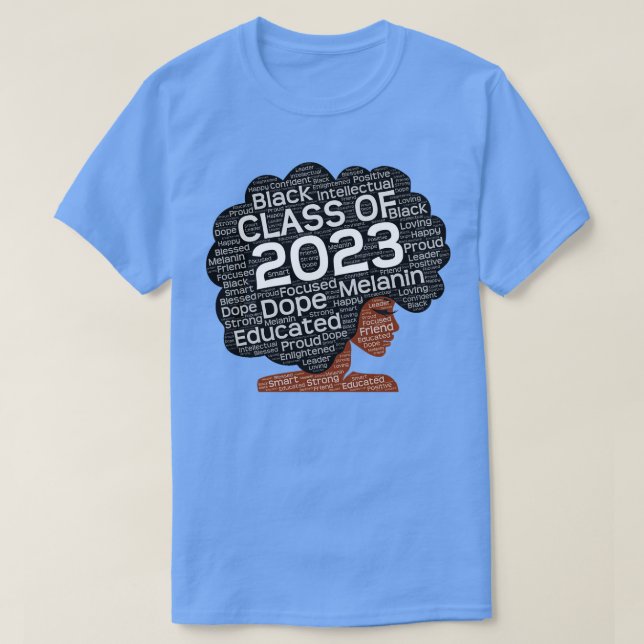 Klass av 2023 Black Woman Afro T Shirt (Design framsida)
