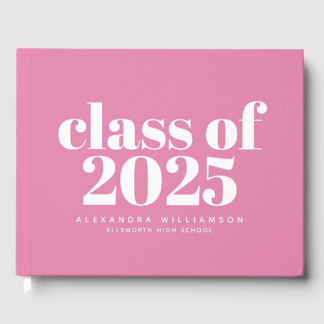 Klass av 2023 Cute Modern Rosa Personlig Gästböcker (Framsida)