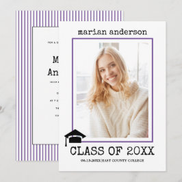 Klass av 2023-fotot för skrivmaskin lila studenten inbjudningar