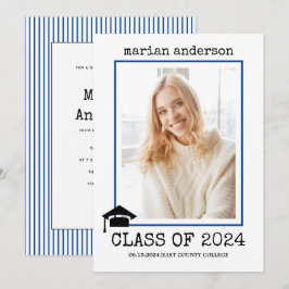 Klass av 2023-fotot med skrivmaskin Blue studenten Inbjudningar