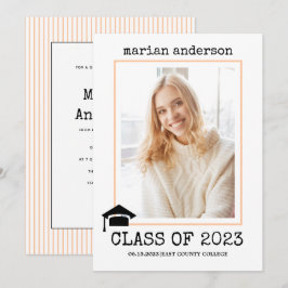 Klass av 2023-fotot med skrivmaskin Peach studente Inbjudningar