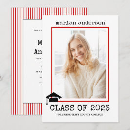 Klass av 2023-fotot med skrivmaskin Red studenten Inbjudningar