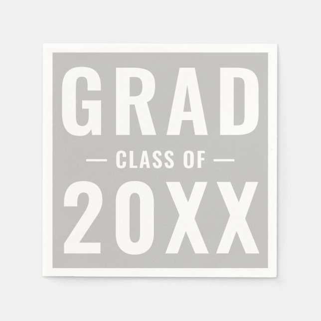Klass av 2023 light grått modern typografi pappersservett (Framsidan)