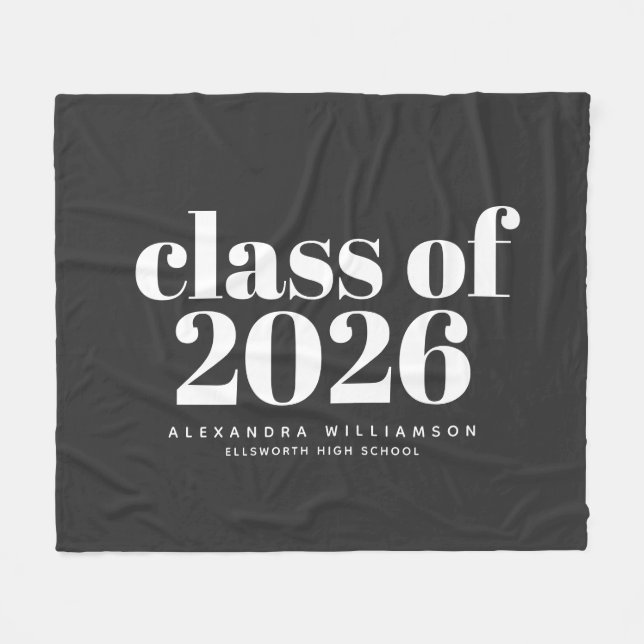 Klass av 2023 Retro Typography Black Personlig Fleecefilt (Framsidan (Horisontell))