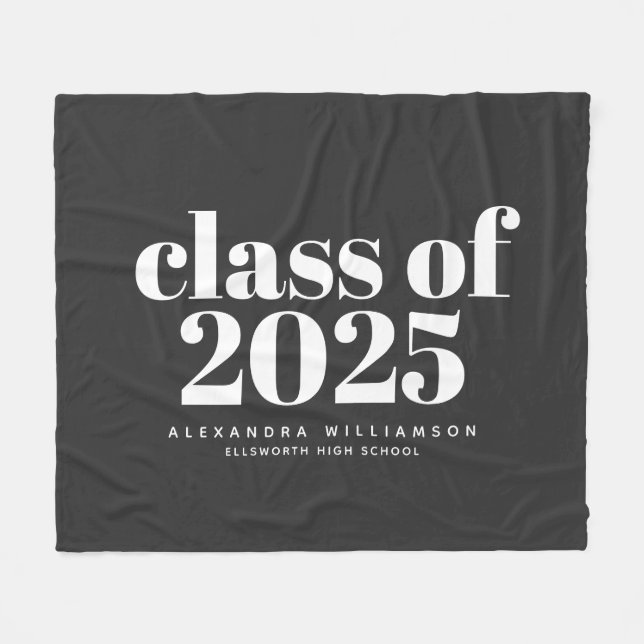 Klass av 2023 Retro Typography Black Personlig Fleecefilt (Framsidan (Horisontell))