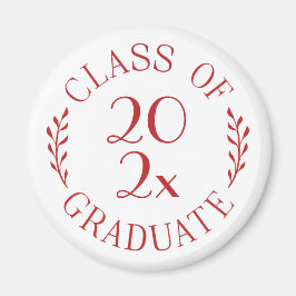 Klass av 2023 Student Chic Red Typography Magnet