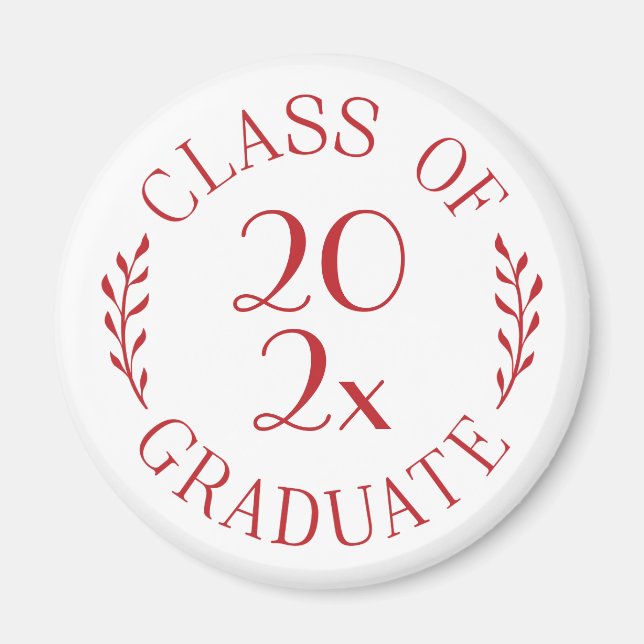 Klass av 2023 Student Chic Red Typography Magnet (Framsidan)