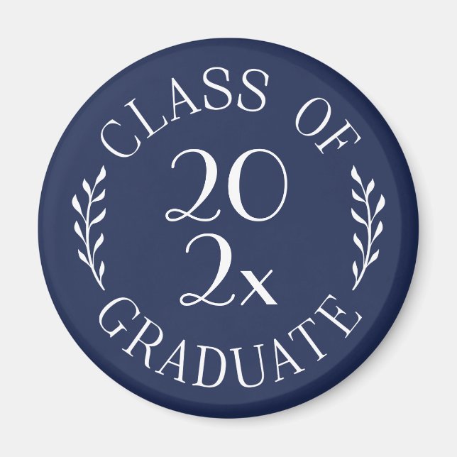 Klass av 2023 Student Chic Typography Navy Blue Magnet (Framsidan)