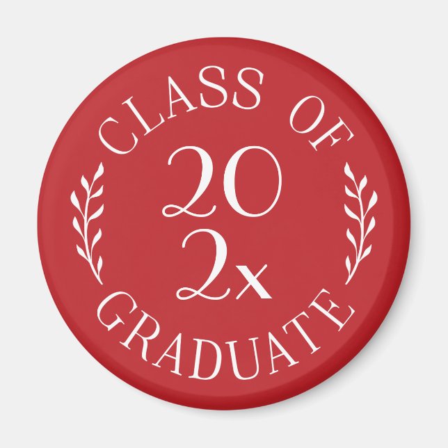Klass av 2023 Student Chic Typography Red Magnet (Framsidan)