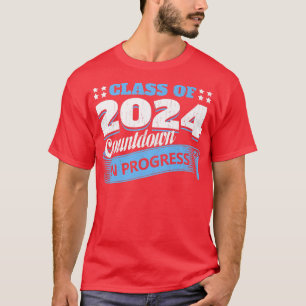Klass av 2024 Countdown Funny Student Student Gra T Shirt