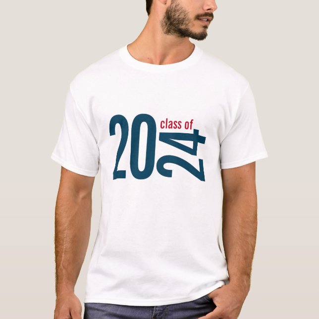Klass av 2024 enkel typografi Studenten T Shirt (Framsida)