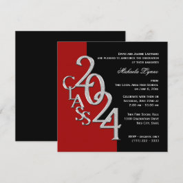 Klass av 2024 Grad Red and Black Inbjudningar