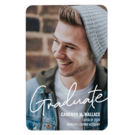 Klass av 2024 Modern Male Student Photo Magnet