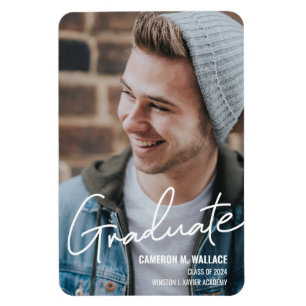 Klass av 2024 Modern Male Student Photo Magnet
