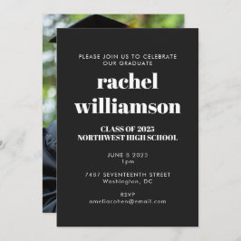 Klass av 2024 Photo Studentfest Black White Inbjudningar