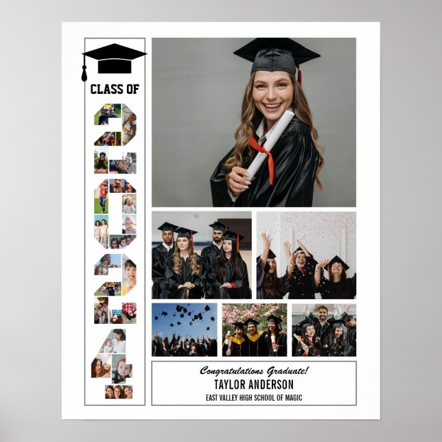 Klass av 2024: Senior Studenten Photo Collage Poster (Framsidan)