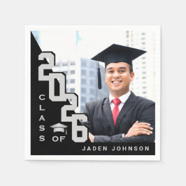 Klass av 2024 Silver Black PHOTO Studentfest Pappersservett