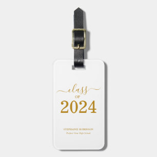 Klass av 2024 Simple Guld Script Studenten Bagagebricka