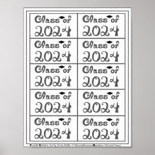 Klass av 2024 Sprinkle Black Fabric-Märkre Poster