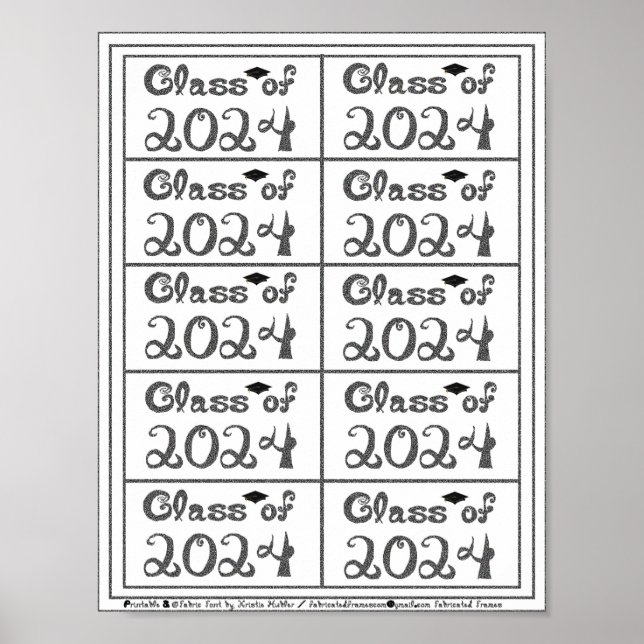 Klass av 2024 Sprinkle Black Fabric-Märkre Poster (Framsidan)