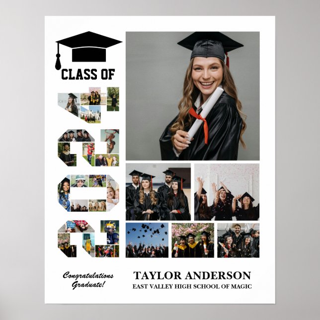 Klass av 2024 Studenten Dag: Senior Photo Collage Poster (Framsidan)