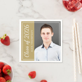 Klass av 2025 Antique Guld Studentfest Photo Pappersservett