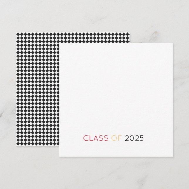 KLASS AV 2025 års Grad Checkerboard School Färg Tack Kort (Fram/baksida)