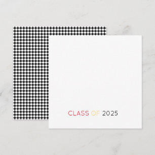KLASS AV 2025 års Grad Checkerboard School Färg Tack Kort