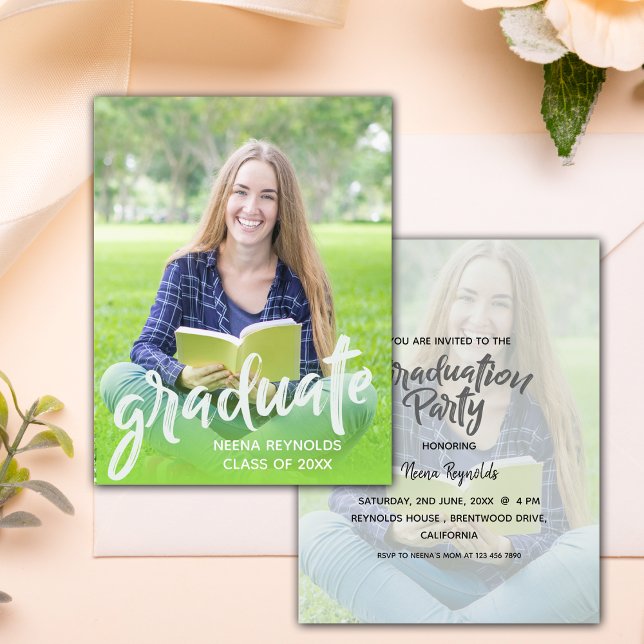 Klass av 2025 års inbjudan till Photo Studenten Mi (Class of 2025 Photo Graduation Mini Invitation)