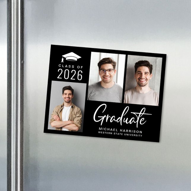 Klass av 2025 års meddelande om Photo Studenten Ma Magnetisk Inbjudningskort (Modern Photo Graduation Magnet Announcement)