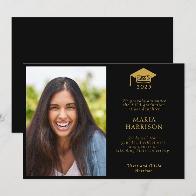 Klass av 2025 års meddelande om svart och Guld-fot (Fram/baksida)