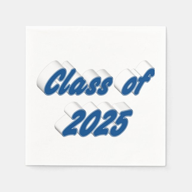 Klass av 2025 blå typografi studenten pappersservett (Framsidan)