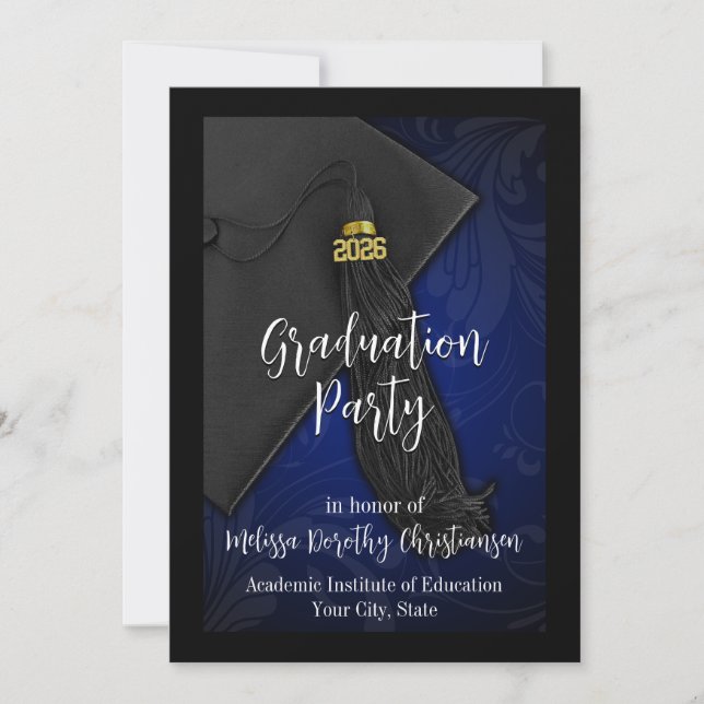 Klass av 2025 Blue Tassel College Graduation Inbjudningar (Framsida)