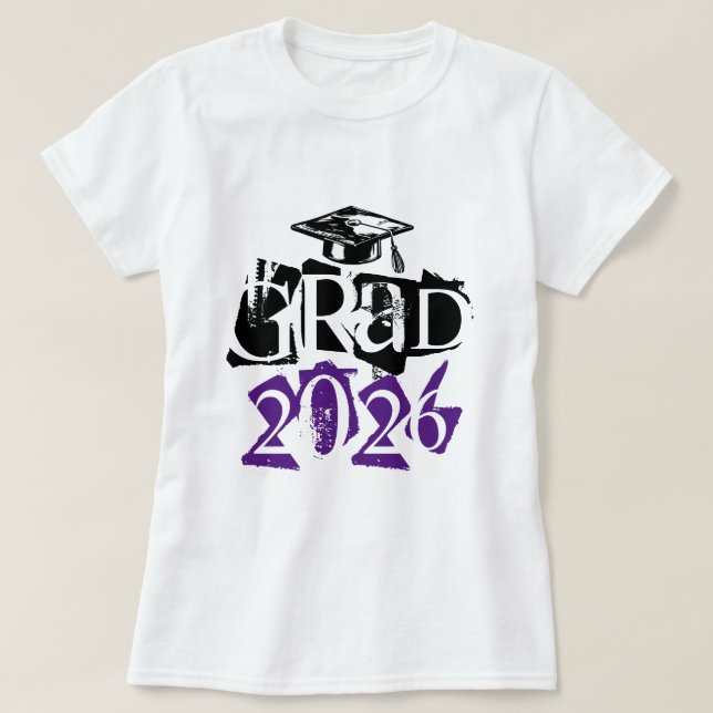 Klass av 2025 grad lila typografi studenten t shirt (Design framsida)