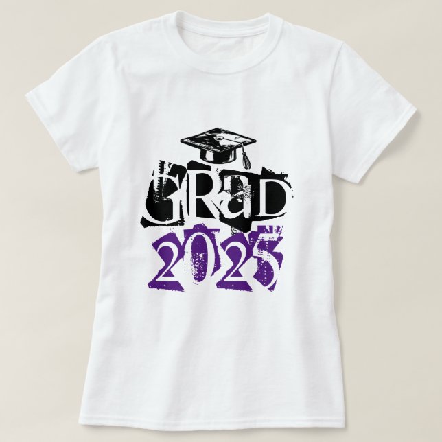 Klass av 2025 grad lila typografi studenten t shirt (Design framsida)
