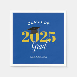 Klass av 2025 Grad Simple Blue and Guld Papper Pla Pappersservett