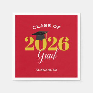 Klass av 2025 Grad Simple Red och Guld Pappersservett