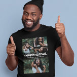 Klass av 2025 Grattis Student Photo T Shirt<br><div class="desc">Klass 2025 studenten t-shirt med fyra foton av student,  ett svart överlägg,  titeln "grattisar",  graderna namn och deras klassår.</div>