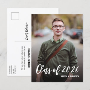 Klass av 2025 Male Student Photo Anpassningsbar-me Meddelande Vykort