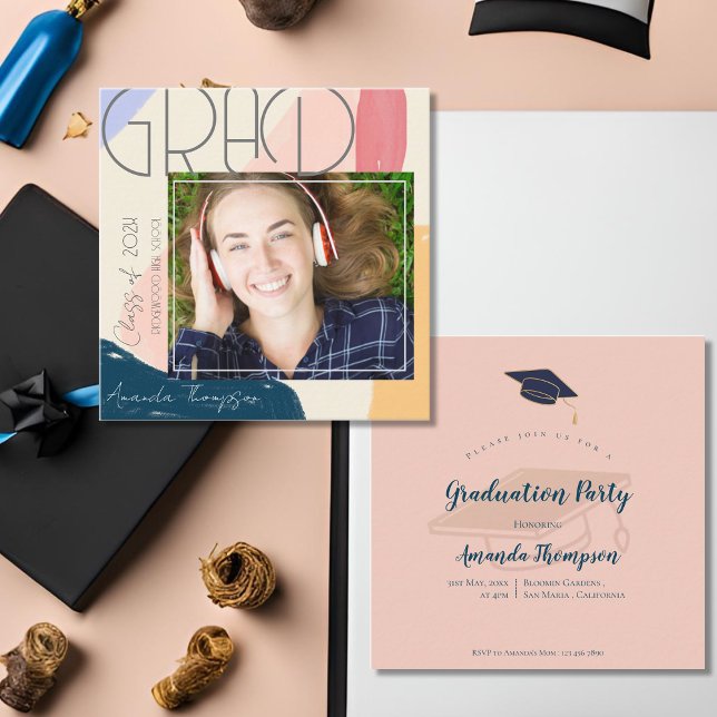 Klass av 2025 Mini Photo Studenten-inbjudan Tilläggskort (Class of 2025 Mini Photo Graduation Invitation)