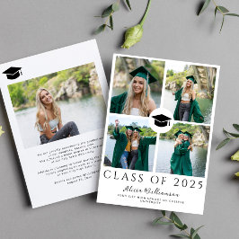Klass av 2025 moderna 5 fotocollage studenten meddelande