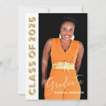 Klass av 2025 Retro Guld Photo Studentfest